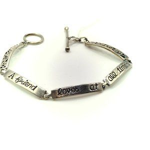 Sterling Silver Proverbs 17:17 "A friend loves at all times" Bracelet 8"